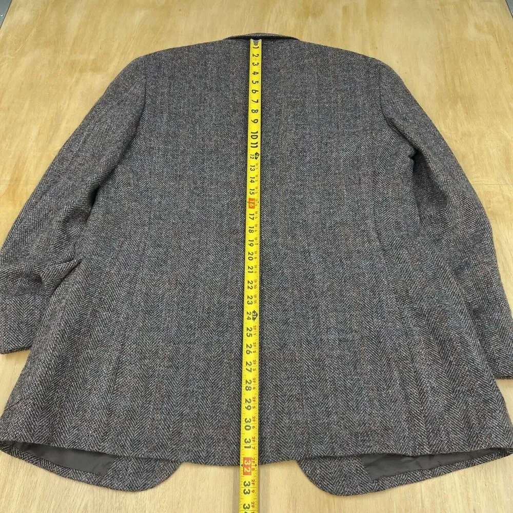 VTG Nordstrom Tweed Jacket Hand Tailored In Japan Men 43L Long Wool Herringbone‎